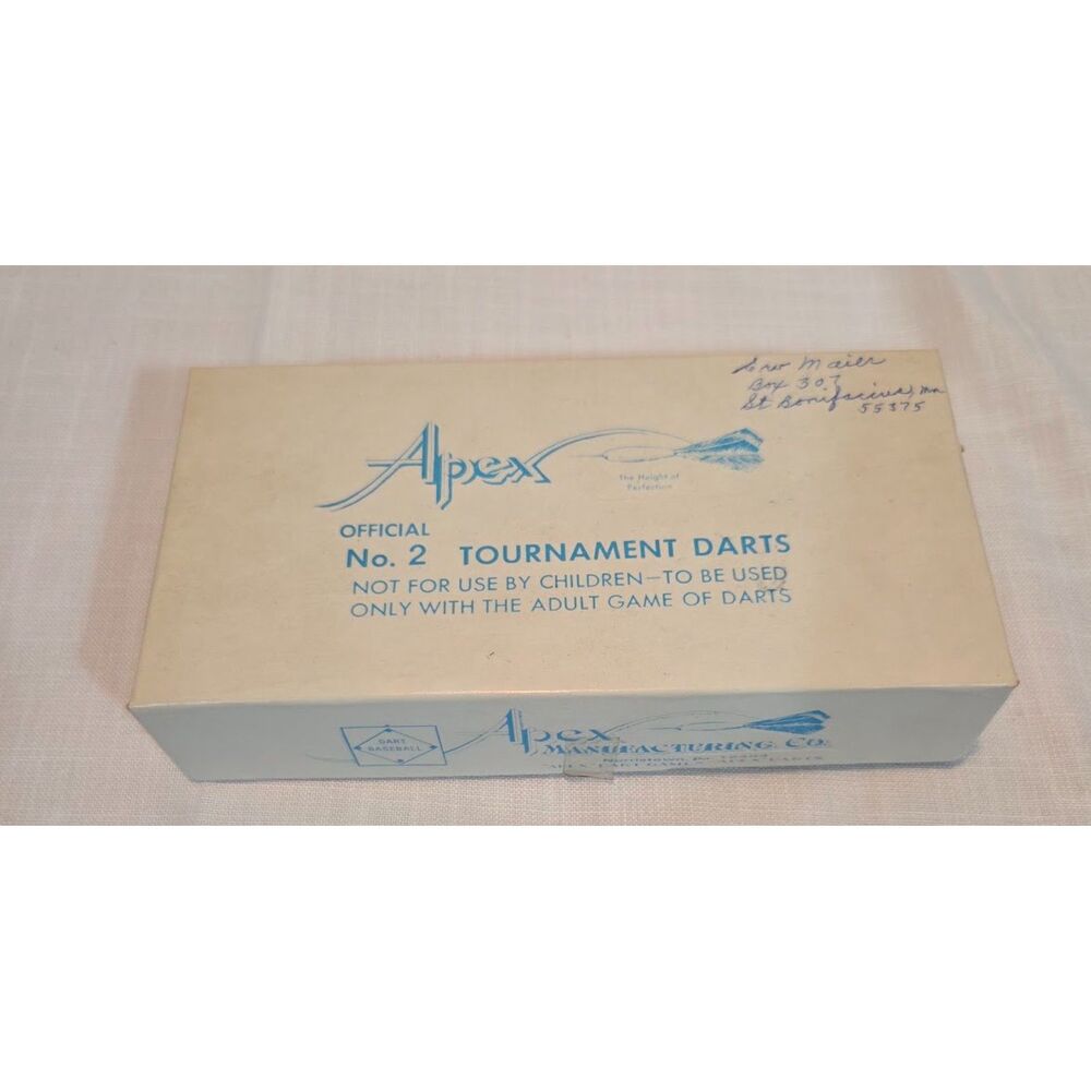 Vintage Apex No 2 Tournament Darts Feather Flights Original Box Norristown PA